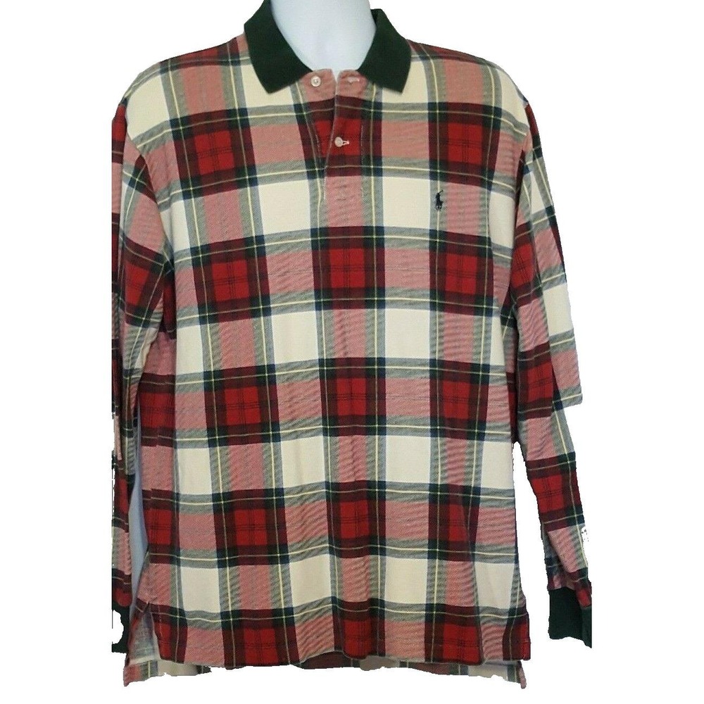 Polo By Ralph Lauren Polo Shirt Men's Large Long Sleeve Plaid Vintage